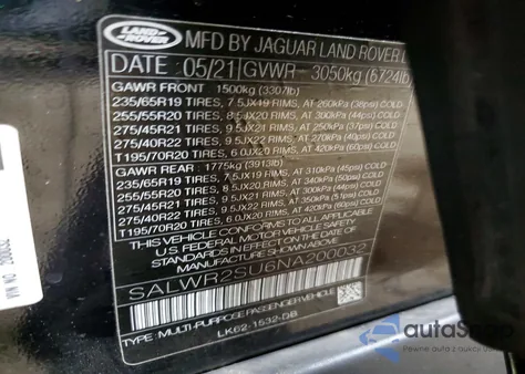 2022 Land Rover Range Rover Sport Hse Silver Edition z USA, uszkodzony, nr VIN SALWR2SU6NA200032